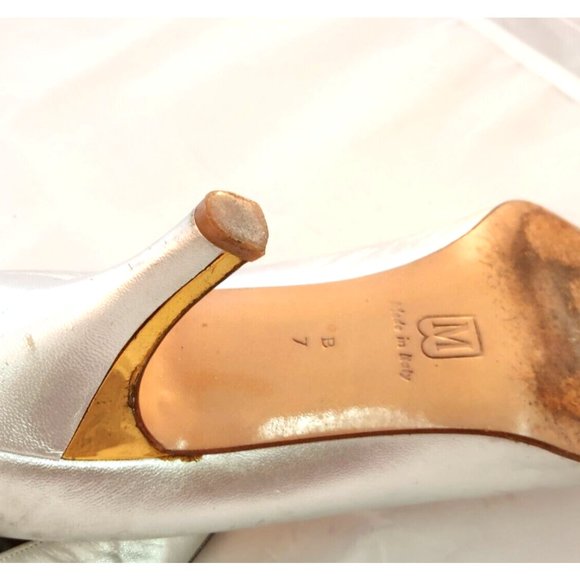 Vintage Bruno Magli Silver Gold Heel Detail Pump Size 7.5 B Italian pump shoes - Picture 4 of 6